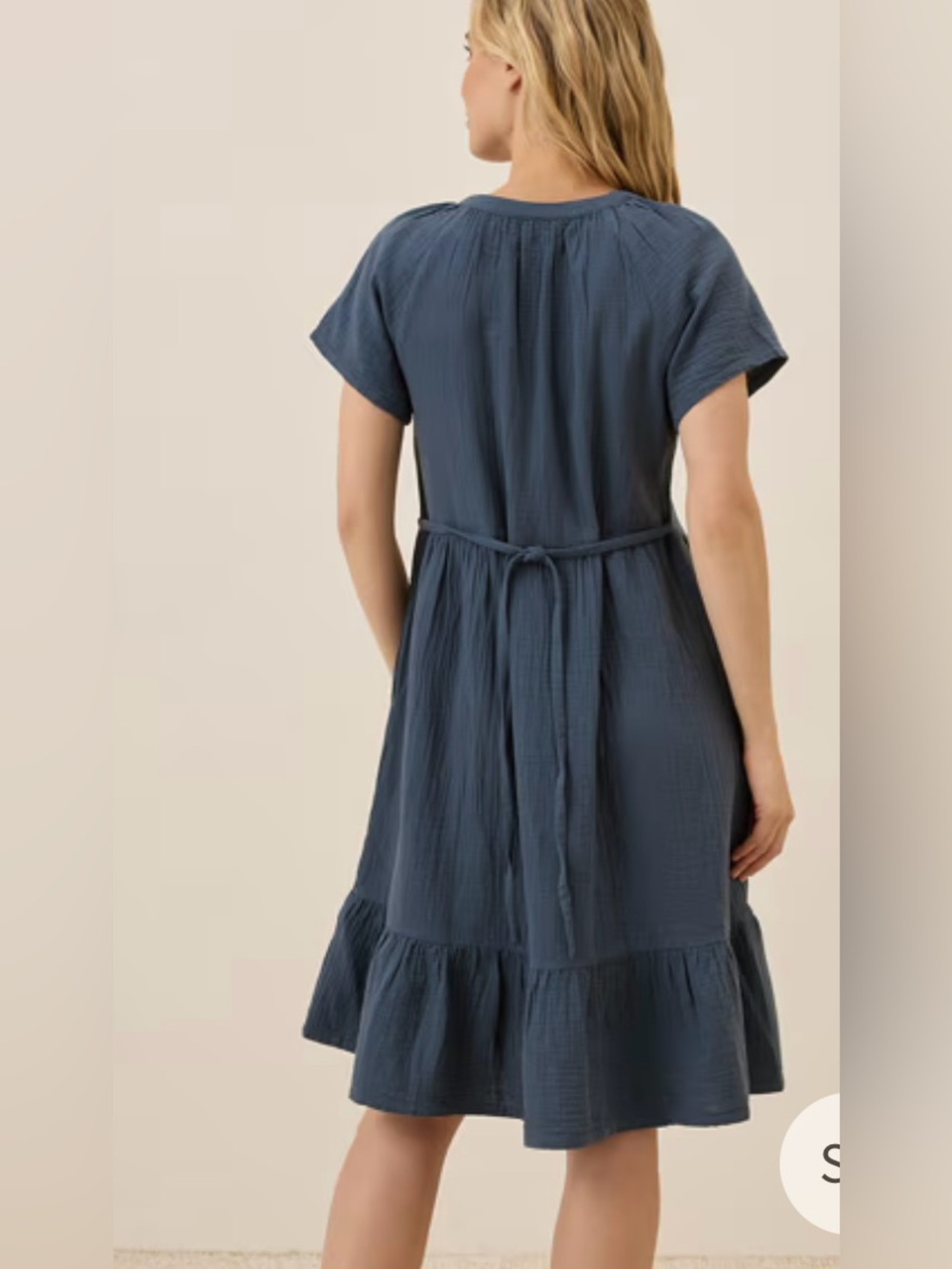 Pact Organic Cotton Coastal Double Gauze Breezy Dress French Navy size L - Picture 2 of 14